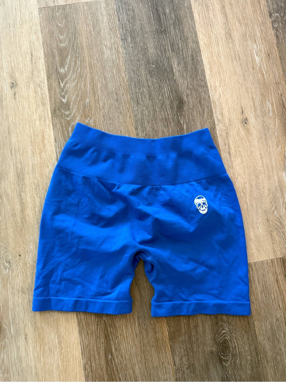 Blue Women’s Bike Shorts with Skull Logo